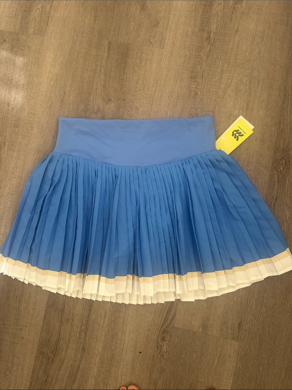 Pleated Blue Mini Skort with Cream Trim